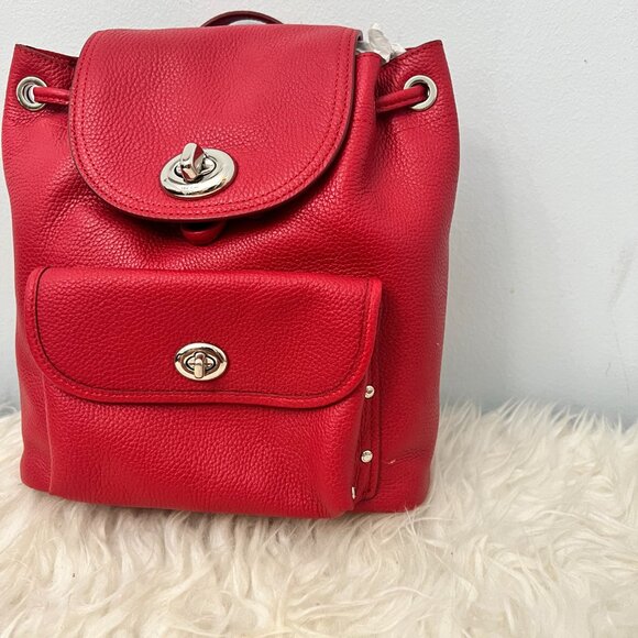 NWT COACH Pebble Leather Turnlock Backpack F37581 main image 4